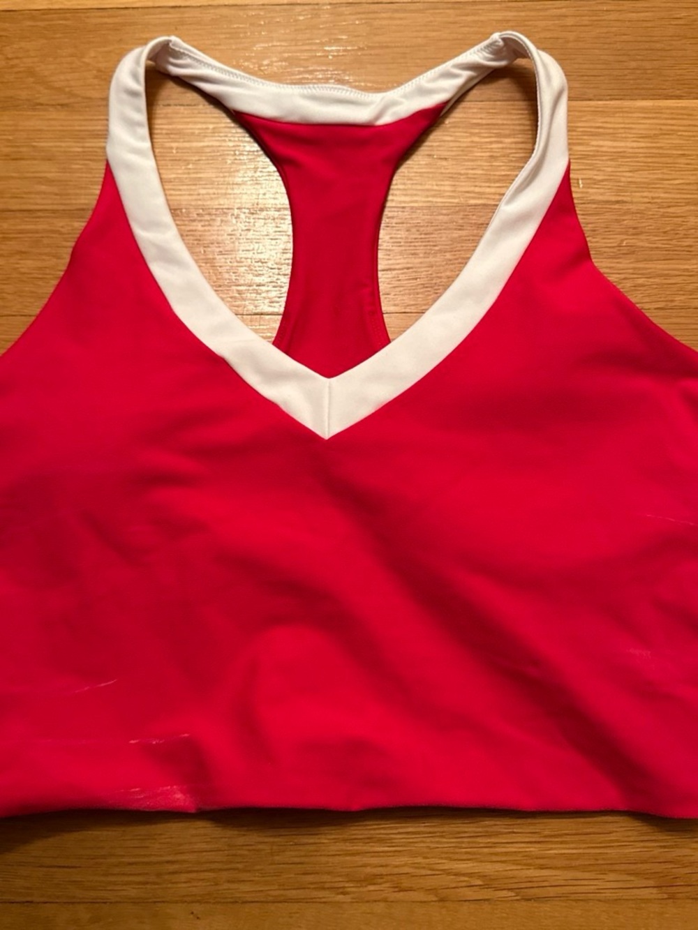 V-Neck Red Racerback Tank Top with White Trim